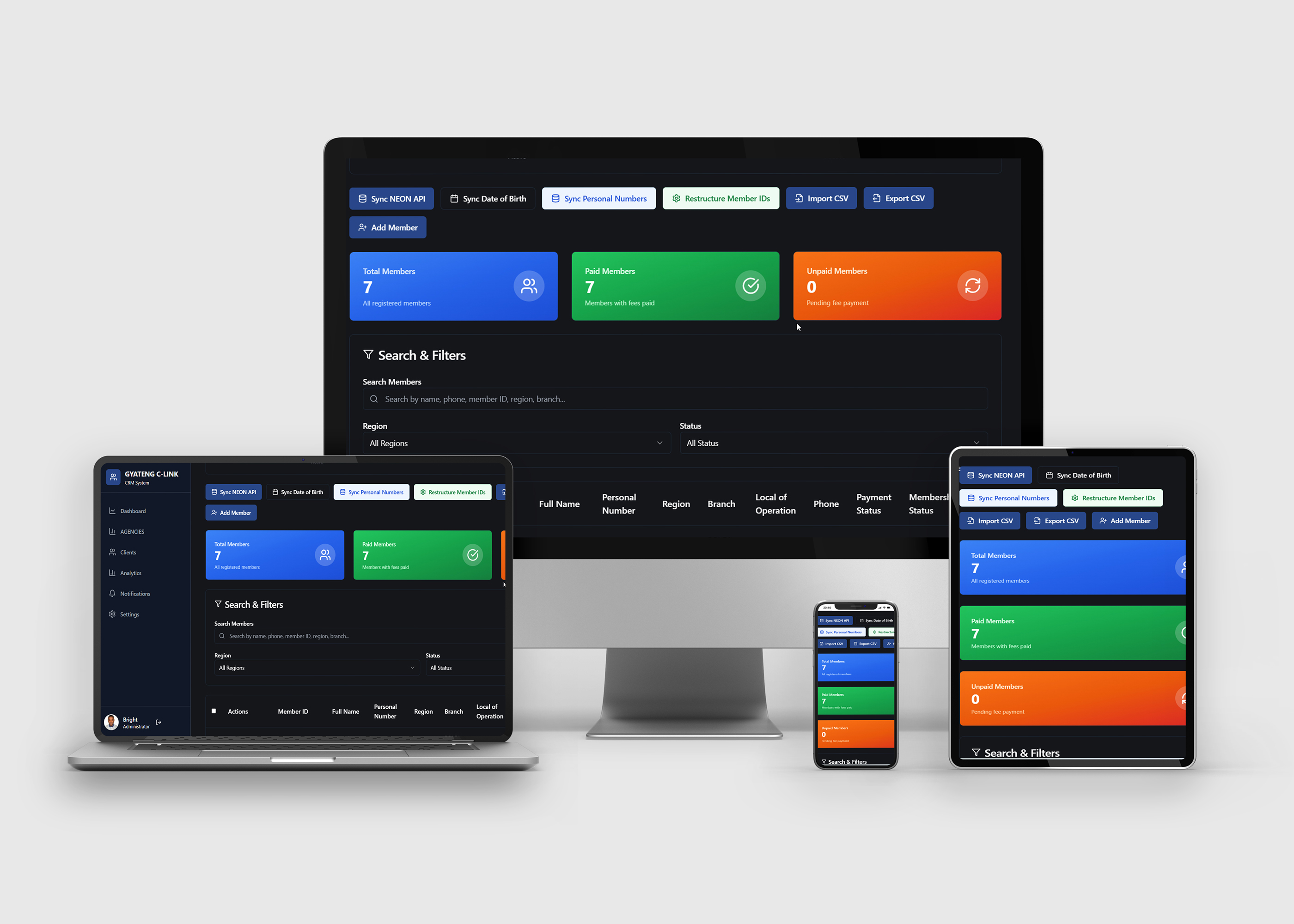CRM System - Main Dashboard Interface